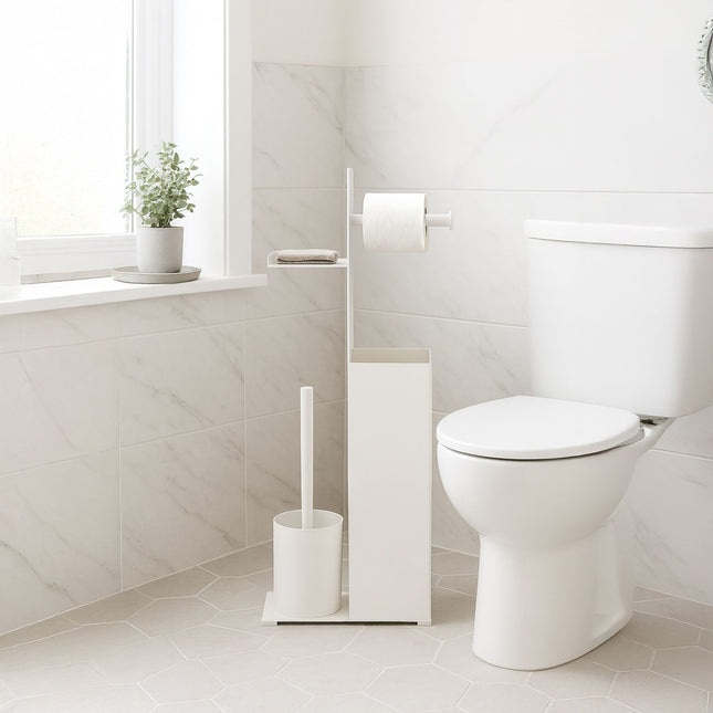 Toiletrolhouder met reserverol en borstelhouder