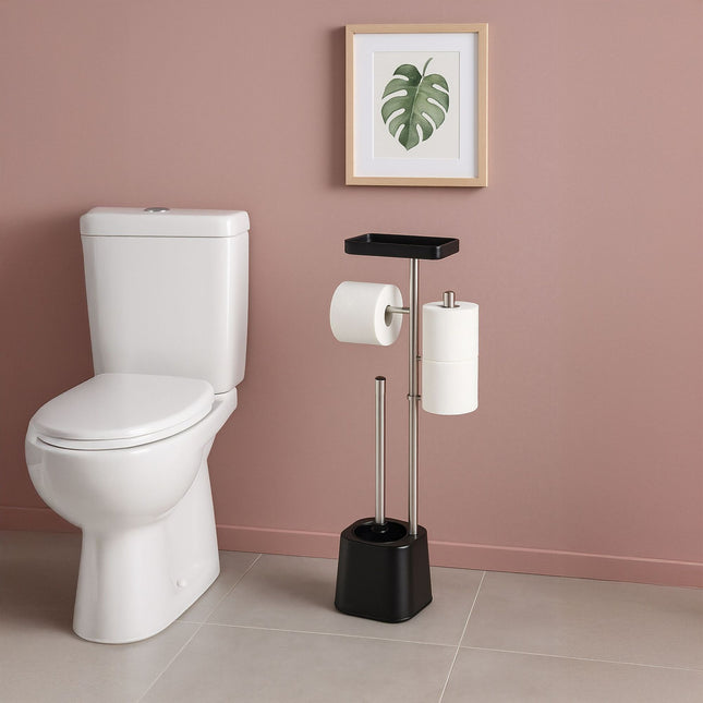 Toilet Paper Stand with Shelf and Spare Holder