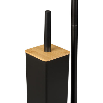 Toilet Roll Holder & Brush Set, Bamboo & Steel