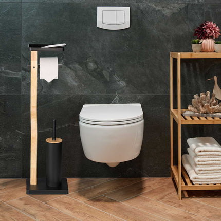 Toilet Roll Holder & Brush Set with Shelf
