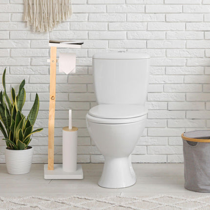 Toilet Roll Holder & Brush Set with Shelf