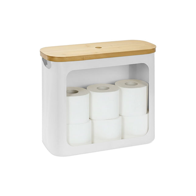 Toiletrolhouder, van stof, geschikt voor 12 rollen.