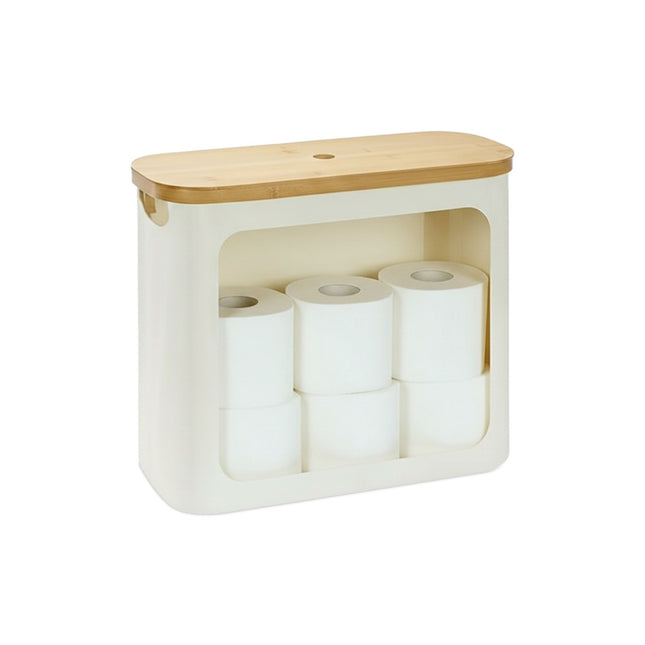Toiletrolhouder, van stof, geschikt voor 12 rollen.