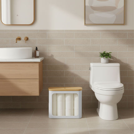 Toilet Roll Holder, Fabric, Holds 12 Rolls