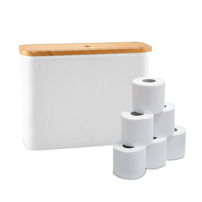 Toiletrolhouder, vierkant, van stof, geschikt voor 12 rollen.