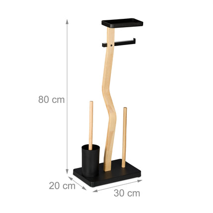 Toilet Roll Holder and Brush Set with Shelf