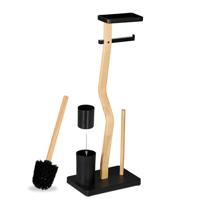 Toilet Roll Holder and Brush Set with Shelf
