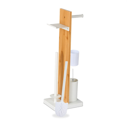 Toilet Roll Holder and Brush Set with Shelf