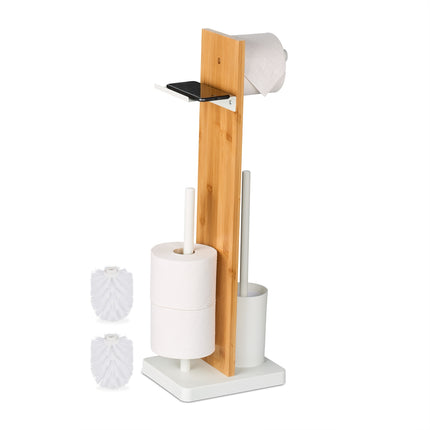 Toilet Roll Holder and Brush Set with Shelf