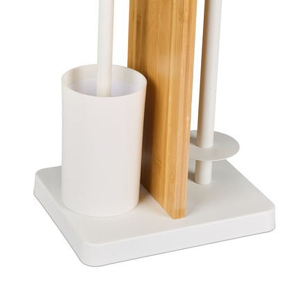 Toilet Roll Holder and Brush Set with Shelf