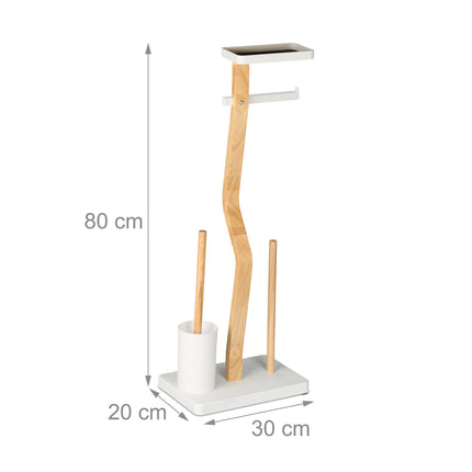 Toilet Roll Holder and Brush Set with Shelf
