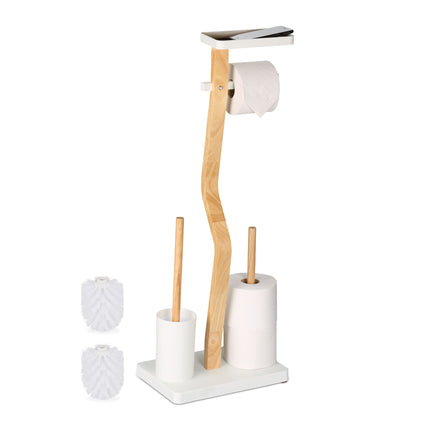 Toilet Roll Holder and Brush Set with Shelf