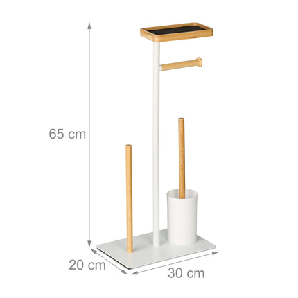 Toilet Roll Holder and Brush Set with Shelf