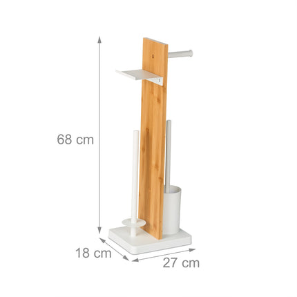 Toilet Roll Holder and Brush Set with Shelf
