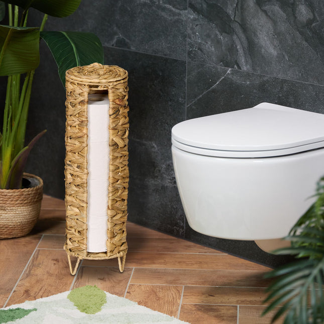 Toiletrolhouder voor 4 rollen, waterhyacint geweven