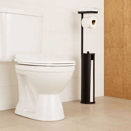 Toilet Roll Holder with Shelf – Holds 4 Rolls, Non-Slip