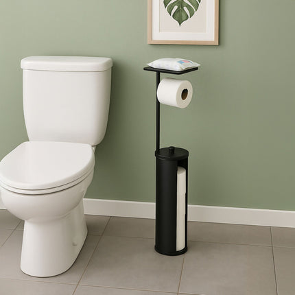 Toilet Roll Holder with Shelf – Holds 4 Rolls, Non-Slip
