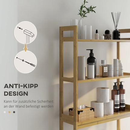 Bathroom shelf in 3 levels in bamboo with tip protection