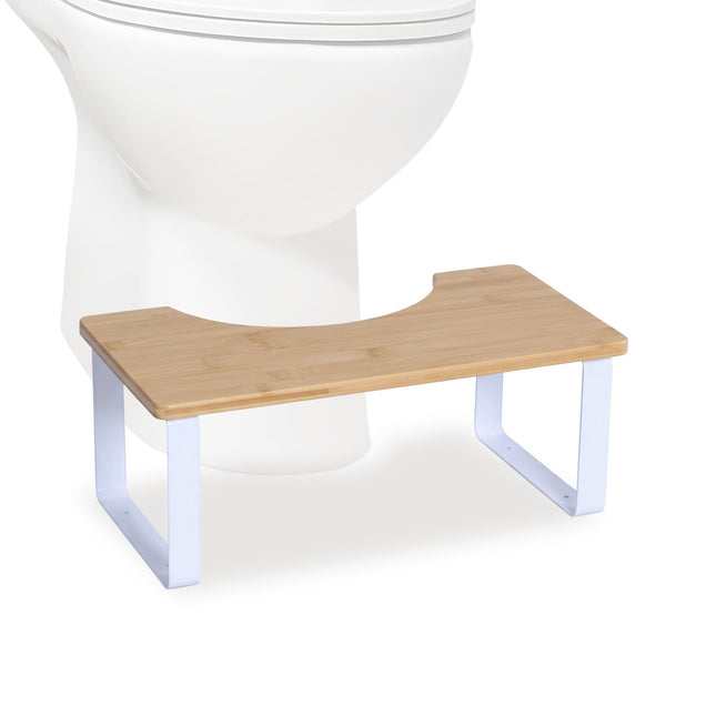 Toilet Step Stool, Bamboo & Metal, Non-Slip