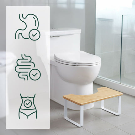 Toilet Step Stool, Bamboo & Metal, Non-Slip