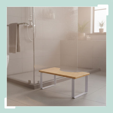 Toilet Step Stool, Bamboo & Metal, Non-Slip