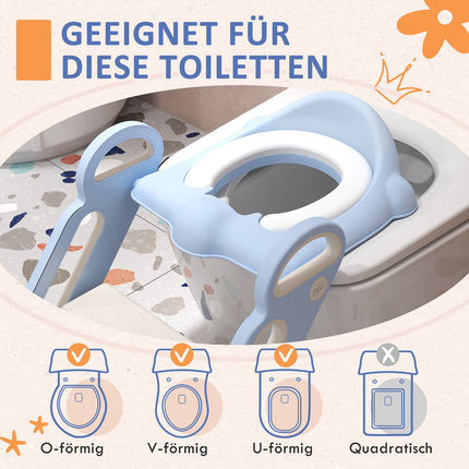 Children's toilet trainer with steps & handle, 2-6 years