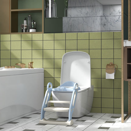 Children's toilet trainer with steps & handle, 2-6 years