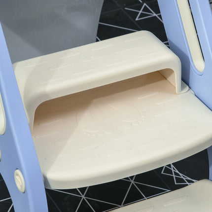 Children's toilet trainer with steps & handle, 2-6 years