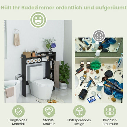 Toilet cabinet, bathroom overmount cabinet with adjustable shelves, toilet stand