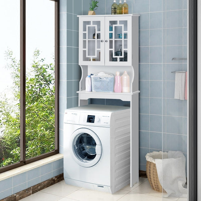 Toiletkast, badkamerplank, toiletplank, wasmachinekast met 3 planken, wit, 60 x 22 x 170,5 cm