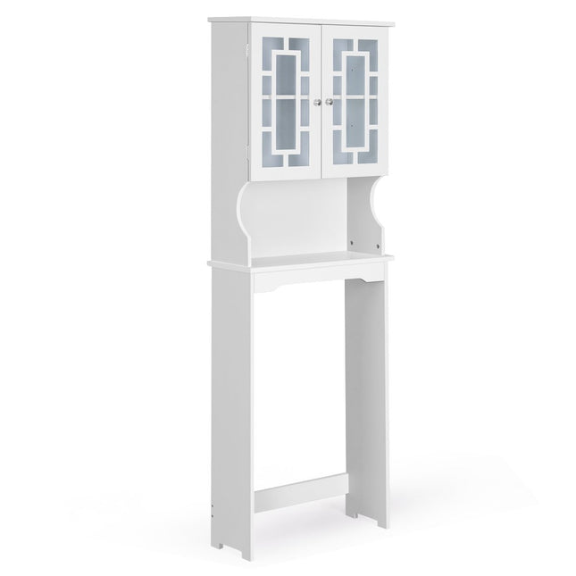 Toiletkast, badkamerplank, toiletplank, wasmachinekast met 3 planken, wit, 60 x 22 x 170,5 cm