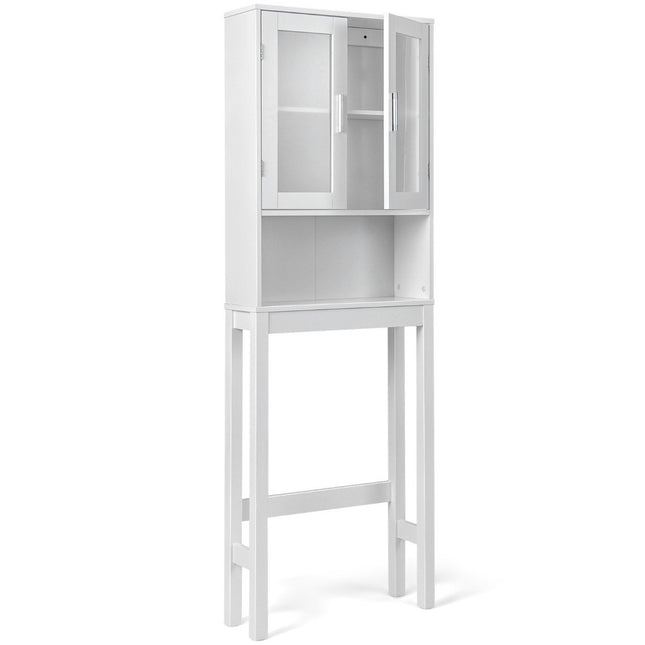 Toiletkast vrijstaand badkamer toiletplank boven toilet 58 x 19 x 170 cm wit