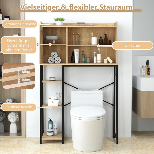 Toiletkast met PE-rotan deur Toiletplank met verstelbare plank naturel