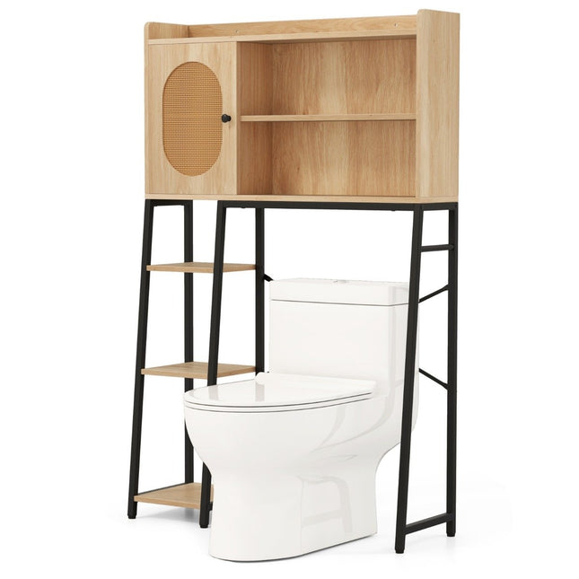 Toiletkast met PE-rotan deur Toiletplank met verstelbare plank naturel