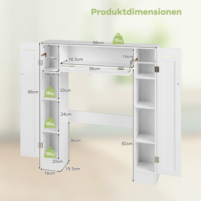 Toiletkast met toiletrolhouder badkamer opbouwkast toiletstandaard wit