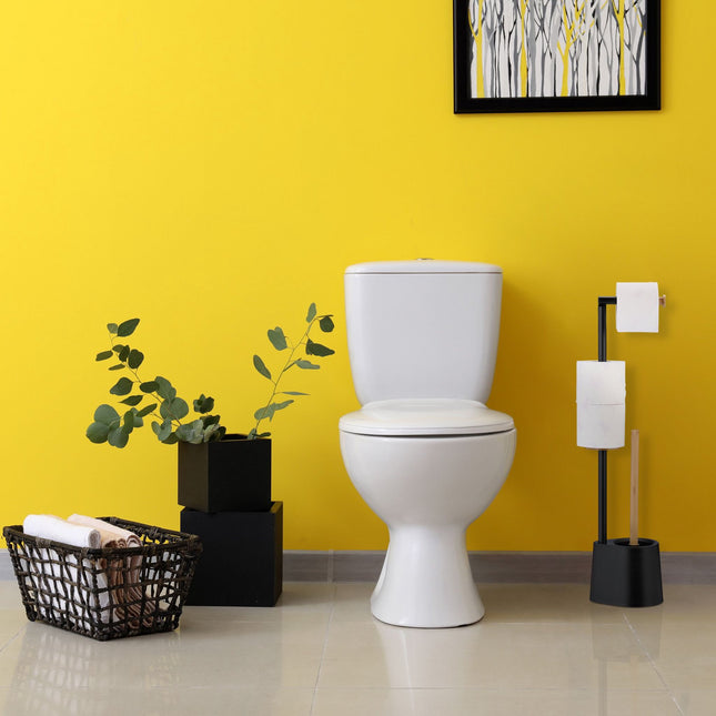 Toiletstoel van bamboe en roestvrij staal