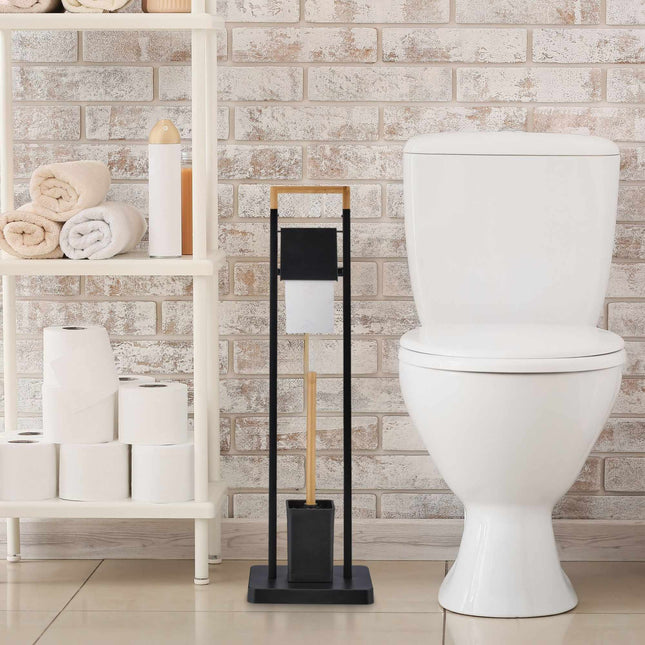 Toiletstoel van bamboe en roestvrij staal