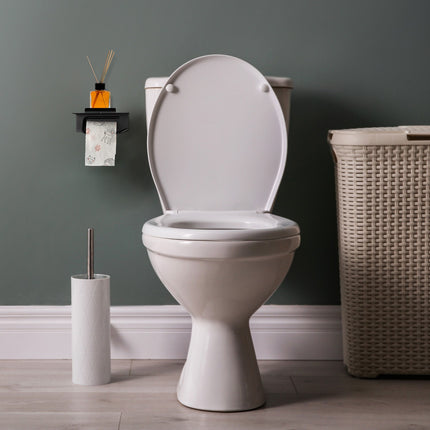 Toilet paper holder with shelf