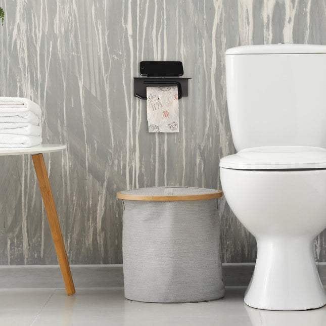 Toilet paper holder with shelf