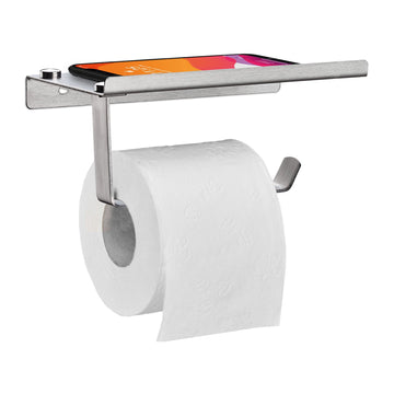 Toilet paper holder with shelf