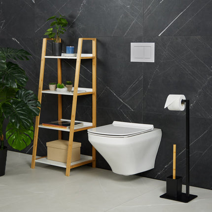 Toilet seat in bamboo and stainless steel