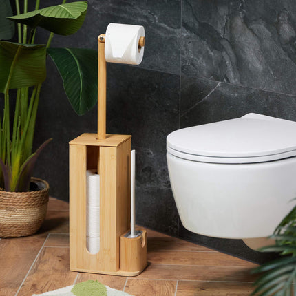 Toilet set in bamboo and plastic