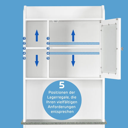 Toilet shelf bathroom space saver with adjustable levels 59 x 19 x 173 cm white