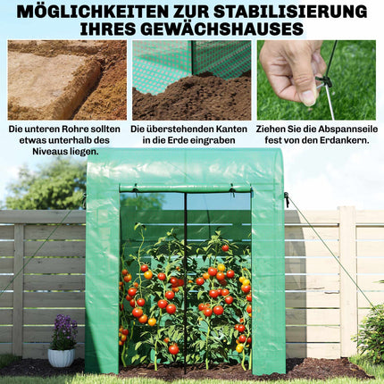 Tomato Greenhouse with Roll-Up Door, Mesh Windows, 170x68x200 cm