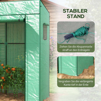 Tomato Greenhouse with Roll-Up Door, Mesh Windows, 196x77x197 cm