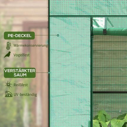 Tomato Greenhouse with Roll-Up Door, Mesh Windows, 196x77x197 cm