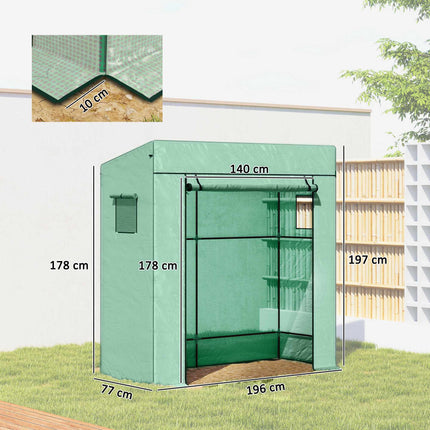 Tomato Greenhouse with Roll-Up Door, Mesh Windows, 196x77x197 cm