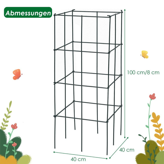 Tomato Plant Support Cage Set, Metal Frame, 100 cm, 4 Pack