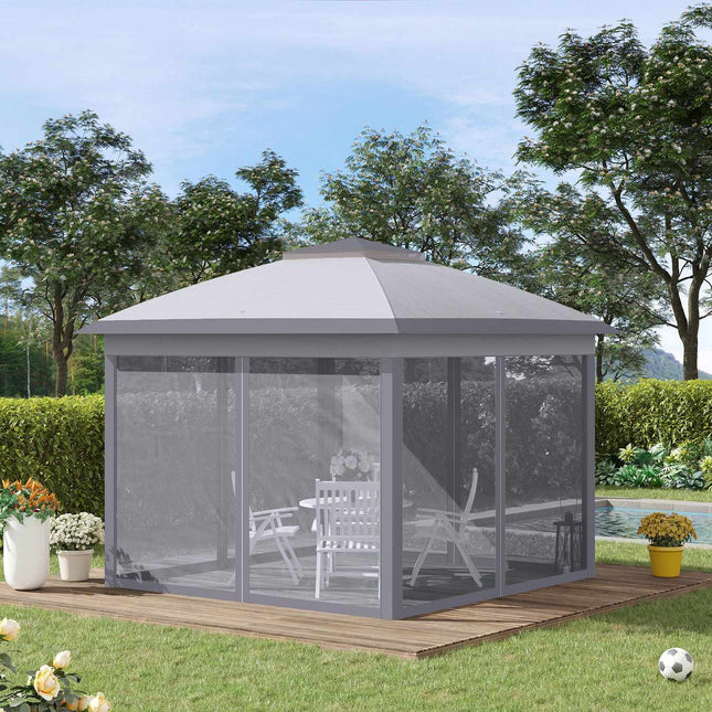Pop-up 3x3m Garden Gazebo tent, double roof, mosquito net