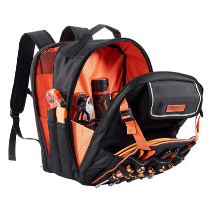 Tool Backpack, 45 Pockets, Laptop Compartment, Reinforced Base